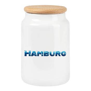 Hamburg & from the far north - Cookie Jar with Wooden Lid - white - Front