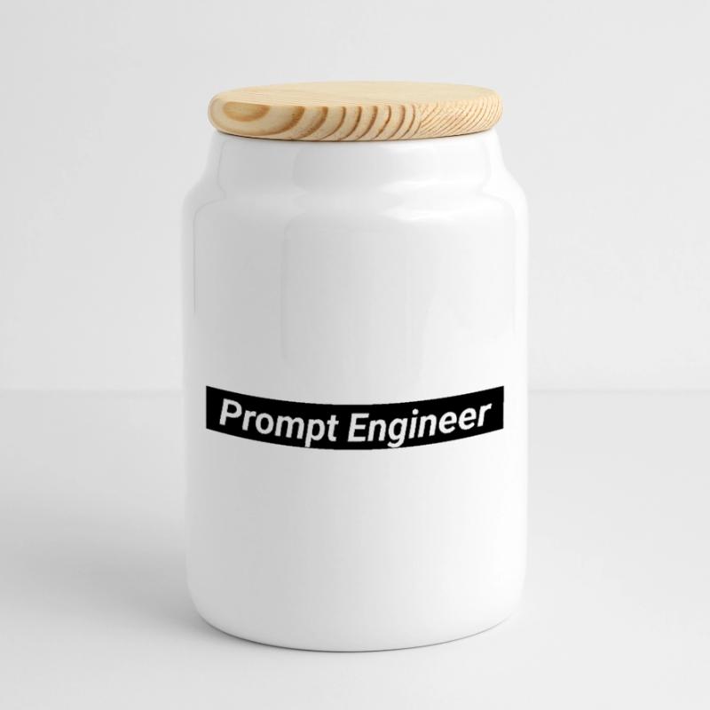 Prompt Engineer Artificial Intelligence Cookie Jar with Wooden Lid