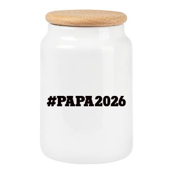 Papa werden Du wirst Vater Babyankündigung 2026 - Keksdose mit Holzdeckel - Weiß - Vorne