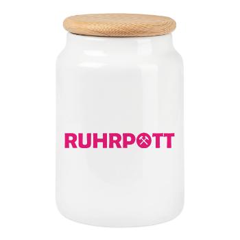 Ruhrpott - Dat hat wat mittn Herz zu tun - Zeche - Keksdose mit Holzdeckel - Weiß - Vorne