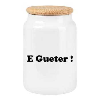 E_gueter_logo - Cookie Jar with Wooden Lid - white - Front
