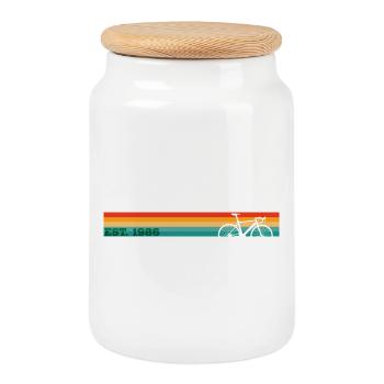 Millésime 1986 - Boîte à biscuits avec couvercle en bois - blanc - Devant