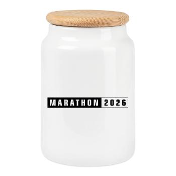 Marathon 2026 - Keksdose mit Holzdeckel - Weiß - Vorne