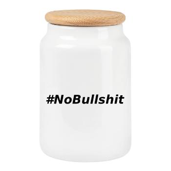 HASHTAG NO BULLSHIT #NoBullshit # No Bullshit - Boîte à biscuits avec couvercle en bois - blanc - Devant