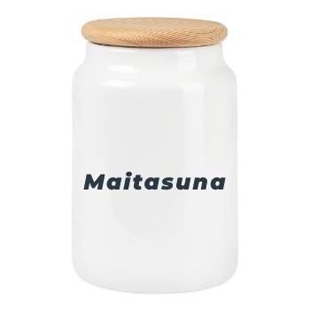 Maitasuna: Minimalist Basque Love - Cookie Jar with Wooden Lid - white - Front