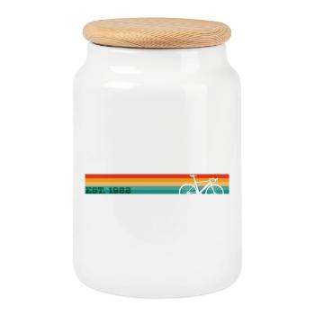 1982 44th Birthday - Cookie Jar with Wooden Lid - white - Front