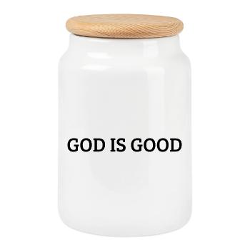 God Is Good, Foi Chrétienne - Boîte à biscuits avec couvercle en bois - blanc - Devant