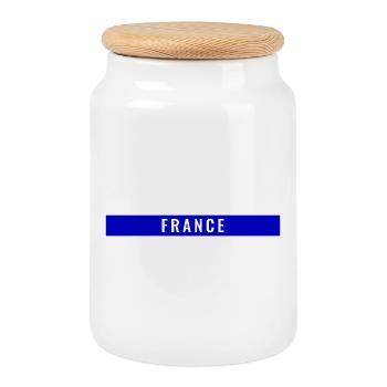 France Rectangle Bleu - Boîte à biscuits avec couvercle en bois - blanc - Devant