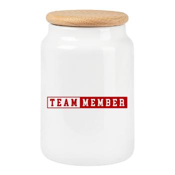 Team Member - Cookie Jar with Wooden Lid - white - Front