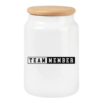 Team Member - Cookie Jar with Wooden Lid - white - Front