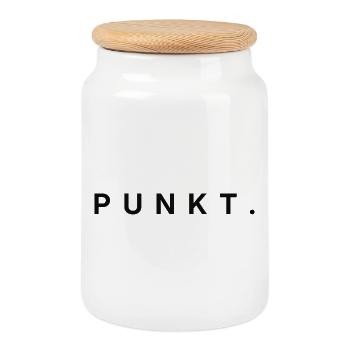 PUNKT. Ein Wort reicht. - Keksdose mit Holzdeckel - Weiß - Vorne