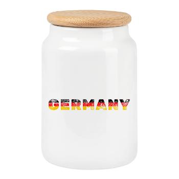 Deutschland T-Shirt Germany - Keksdose mit Holzdeckel - Weiß - Vorne