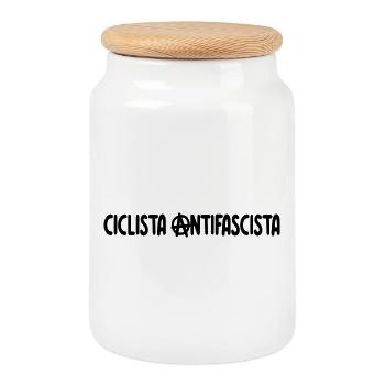 Ciclista Antifascista - Keksdose mit Holzdeckel - Weiß - Vorne