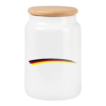 Deutschland Fahne Linie - Keksdose mit Holzdeckel - Weiß - Vorne