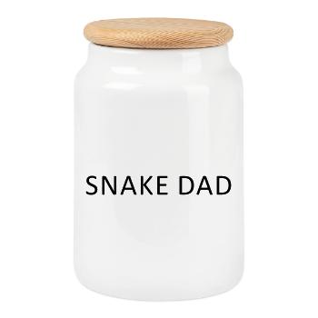Minimalist snake dad, funny snake - Cookie Jar with Wooden Lid - white - Front