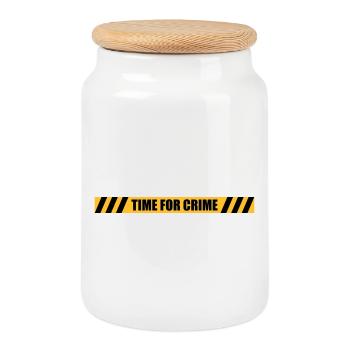 Time for Crime | Policeline | Police Line - Cookie Jar with Wooden Lid - white - Front