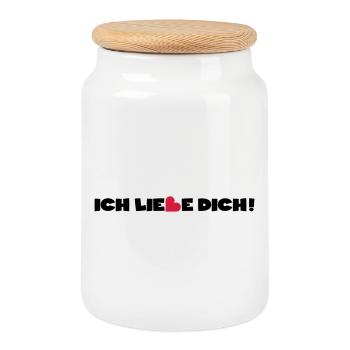 Liebe Herz Valentinstag - Keksdose mit Holzdeckel - Weiß - Vorne