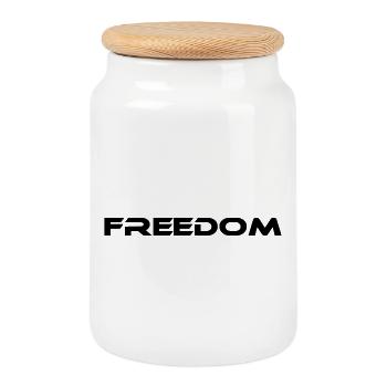 l’inscription freedom - Boîte à biscuits avec couvercle en bois - blanc - Devant