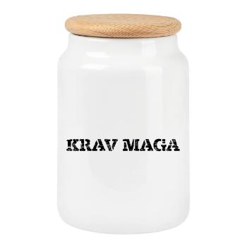 Krav Maga - Keksdose mit Holzdeckel - Weiß - Vorne
