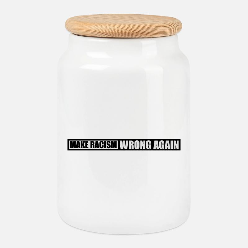make racism wrong again - Keksdose mit Holzdeckel - Weiß