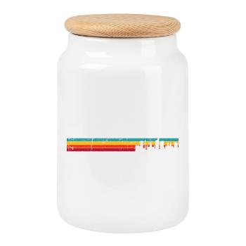 Liverpool skyline retro - Cookie Jar with Wooden Lid - white - Front