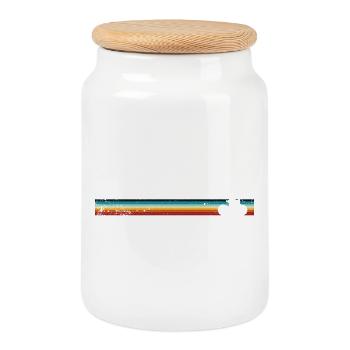 Retro Regenbogen Streifen Fahrrad - Keksdose mit Holzdeckel - Weiß - Vorne