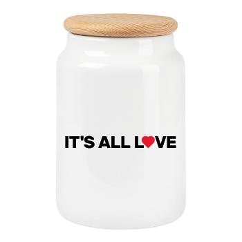Ce n’est que de l’amour - Boîte à biscuits avec couvercle en bois - blanc - Devant