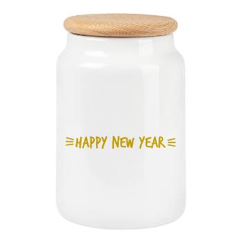 ALLES GUTE ZUM NEUEN JAHR. SILVESTER. NEUJAHR - Keksdose mit Holzdeckel - Weiß - Vorne