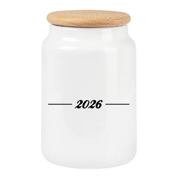 Ligne 2026 - Boîte à biscuits avec couvercle en bois - blanc - Devant