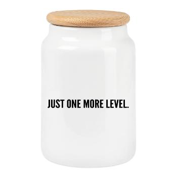 Just one more level - Boîte à biscuits avec couvercle en bois - blanc - Devant