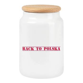 Polska Poland - Cookie Jar with Wooden Lid - white - Front