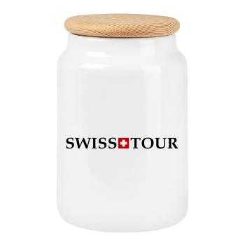Tour Suisse - Boîte à biscuits avec couvercle en bois - blanc - Devant