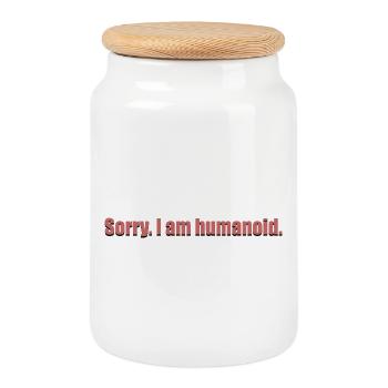 sorry i am humanoid_black_shad - Keksdose mit Holzdeckel - Weiß - Vorne