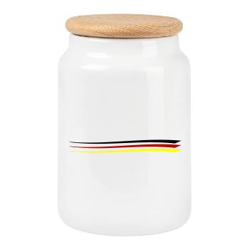 Germany Team Line Flag - Cookie Jar with Wooden Lid - white - Front