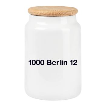 Berlin 12 Charlottenburg - Keksdose mit Holzdeckel - Weiß - Vorne