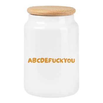 ABC-Alphabet-Aussage Fuck You Humor - Keksdose mit Holzdeckel - Weiß - Vorne