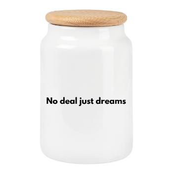 Dream - Cookie Jar with Wooden Lid - white - Front