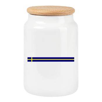 Schweden Flagge Symbol - Keksdose mit Holzdeckel - Weiß - Vorne