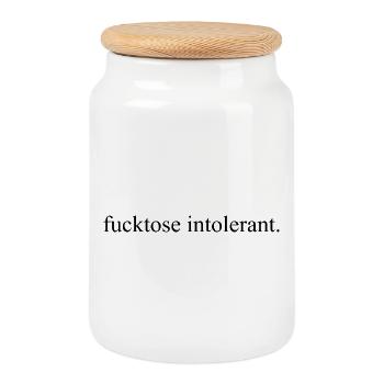 Fucktose Intolerant Minimal Statement no bullshit - Boîte à biscuits avec couvercle en bois - blanc - Devant