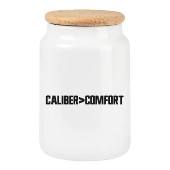 Caliber Ahead of Comfort – Concealed Carry in Accordance with 2nd V - Cookie Jar with Wooden Lid - white - Front