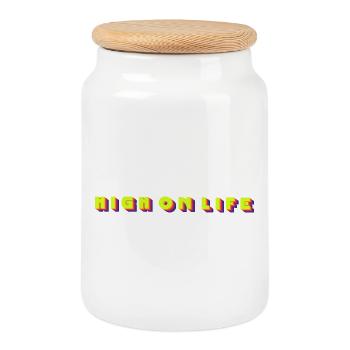 High on life - Keksdose mit Holzdeckel - Weiß - Vorne