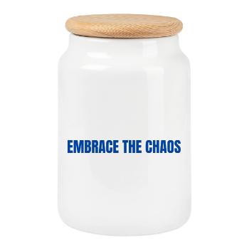 Adoptez la typographie audacieuse du chaos - Boîte à biscuits avec couvercle en bois - blanc - Devant