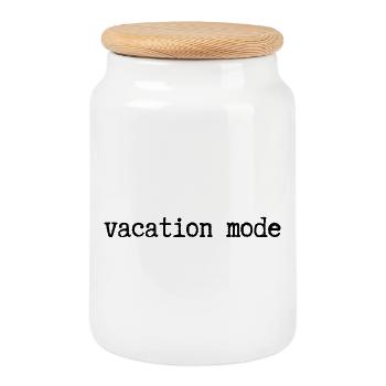 MODE VACANCES - Boîte à biscuits avec couvercle en bois - blanc - Devant