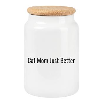 Cat Mom | Just Better Tee - Keksdose mit Holzdeckel - Weiß - Vorne