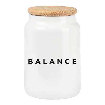 BALANCE. | Minimalist Aesthetic Streetwear - Cookie Jar with Wooden Lid - white - Front