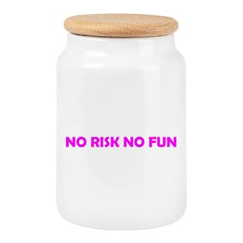 humor - Cookie Jar with Wooden Lid - white - Front