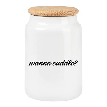 wanna cuddle? - Keksdose mit Holzdeckel - Weiß - Vorne