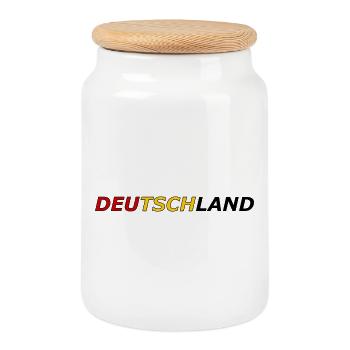 Deutsche Farben Fanshirt - Keksdose mit Holzdeckel - Weiß - Vorne