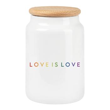 LOVE IS LOVE - Boîte à biscuits avec couvercle en bois - blanc - Devant