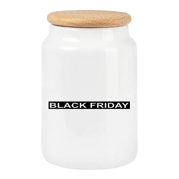 Black Friday Minimalist - Keksdose mit Holzdeckel - Weiß - Vorne